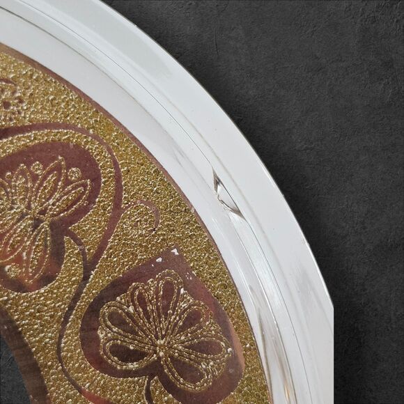 Vintage Fire-King 2 Qt Casserole w/ Culver Ltd 22K Gold & Green Lid Chip - Picture 6 of 11